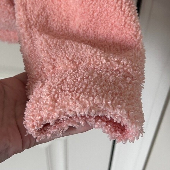 Adidas Pink Sherpa Pullover Sweatshirt Teddy Jacket Sz Small High Neck Oversized - Picture 8 of 10